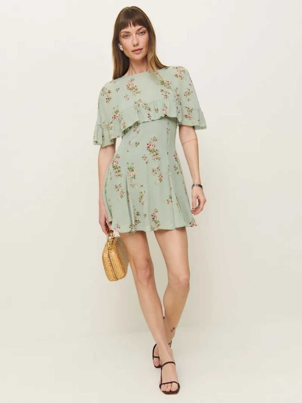 NWT Reformation Zelena Sage Green Floral Dress